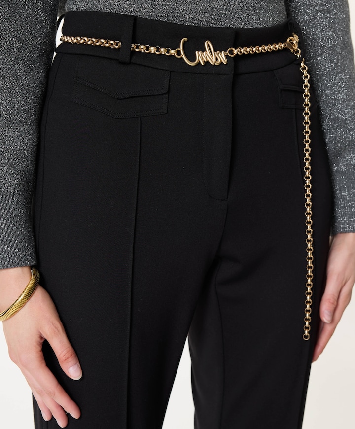 Fawn flap pocket dames broek zwart