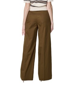 Pantalone Gamba Larga Tessuto Contone dames pantalon groen