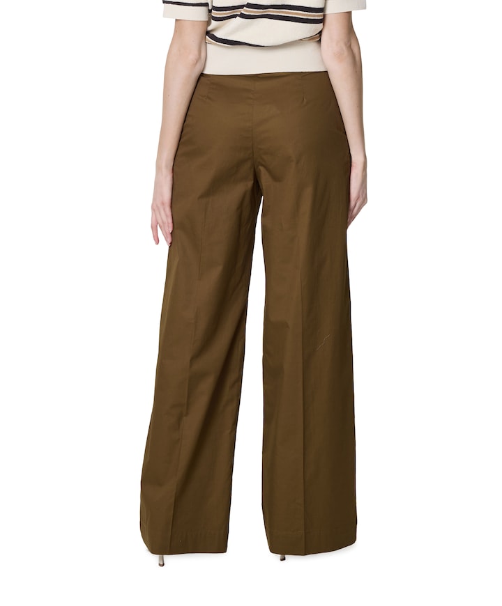 Pantalone Gamba Larga Tessuto Contone dames pantalon groen