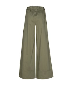 katoen effen breed dames broek groen