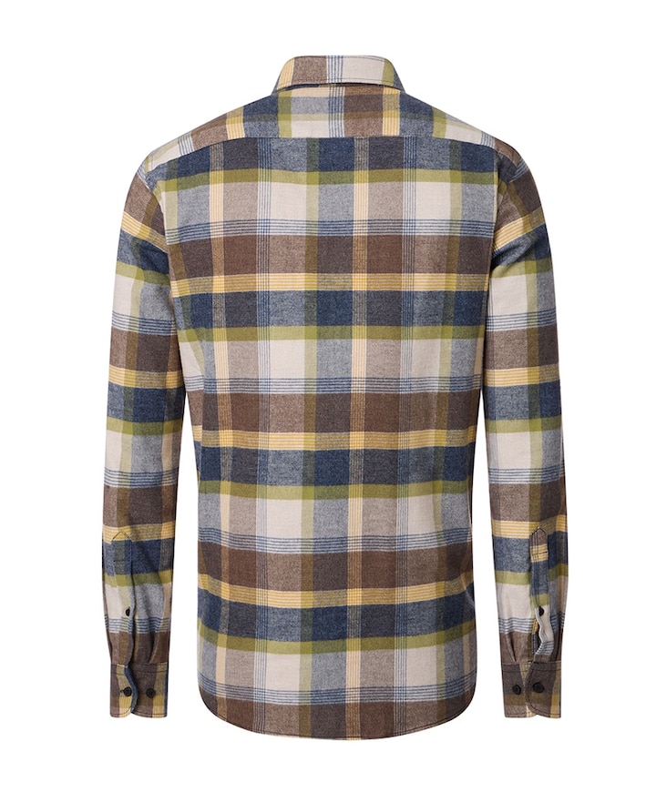 Heren overhemd lange mouw bruin