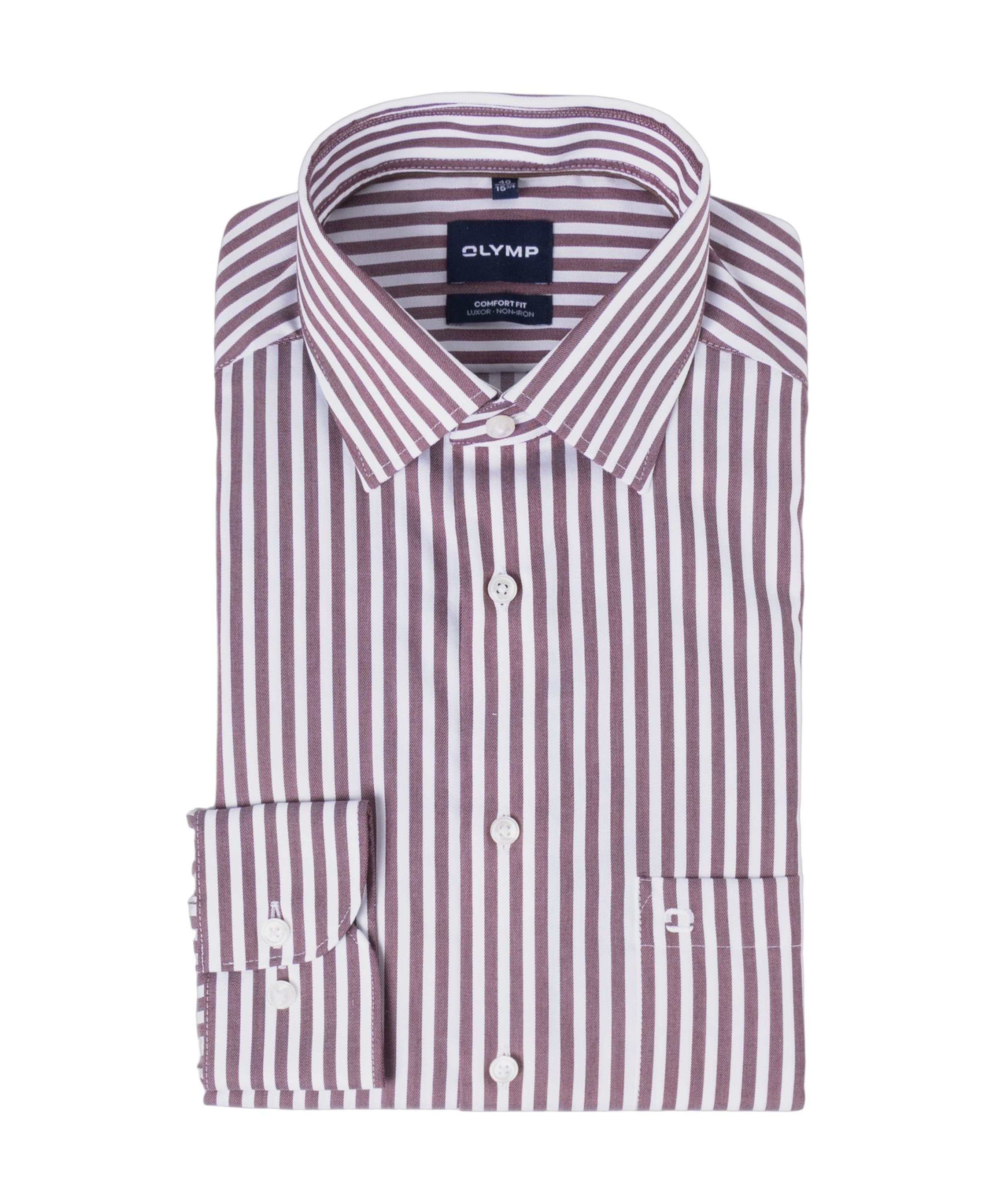 Heren overhemd lange mouw bordeaux