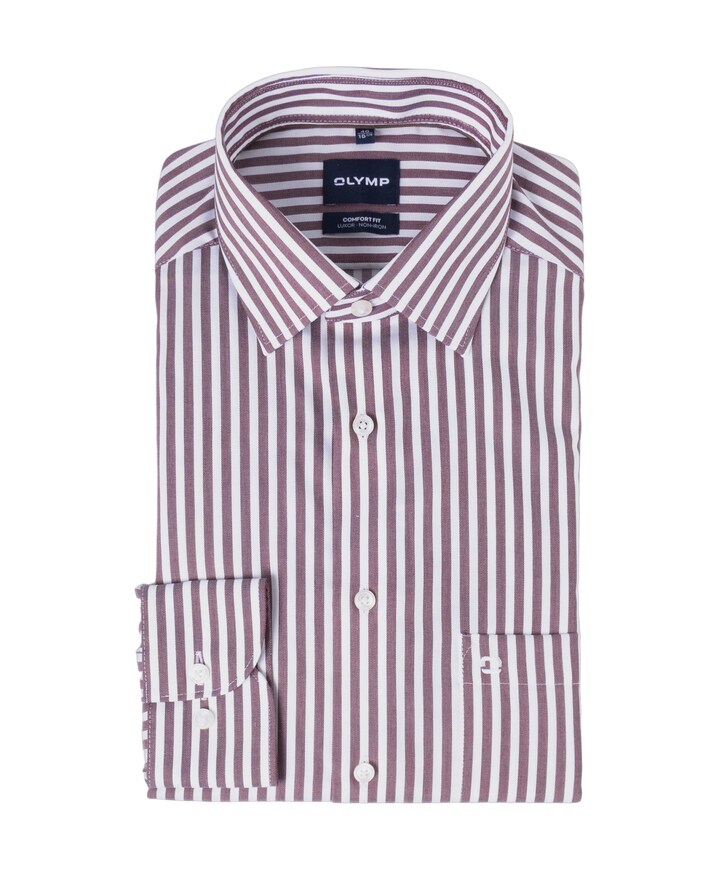 Heren overhemd lange mouw bordeaux