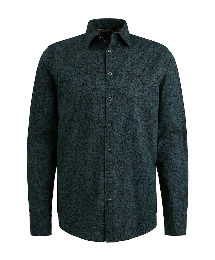 Heren overhemd lange mouw blauw