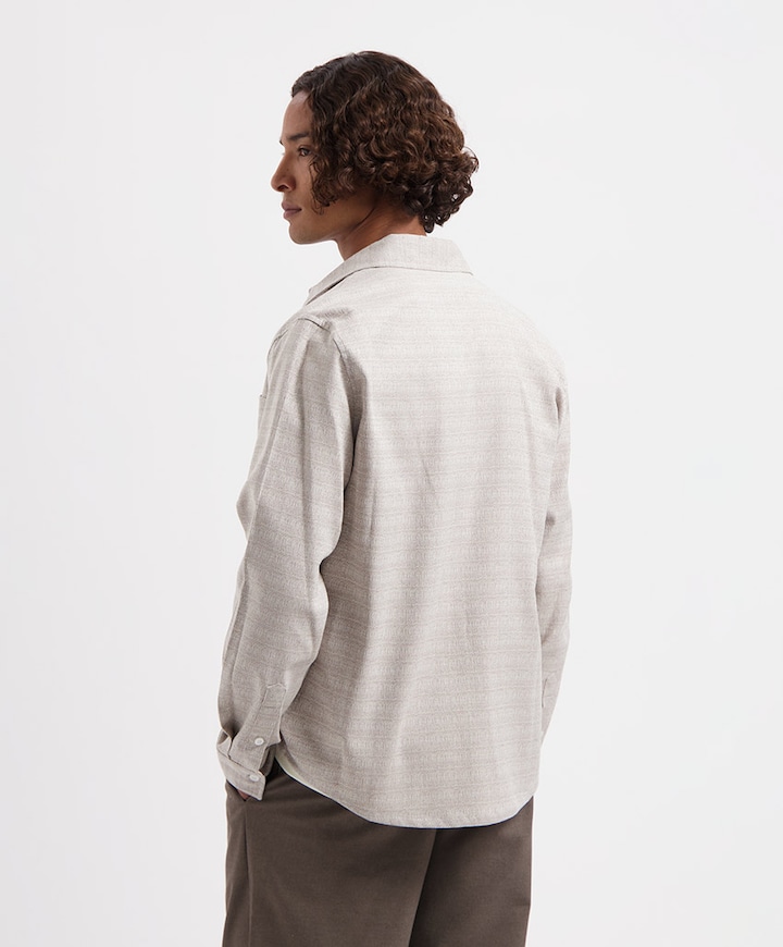Heren overhemd lange mouw beige