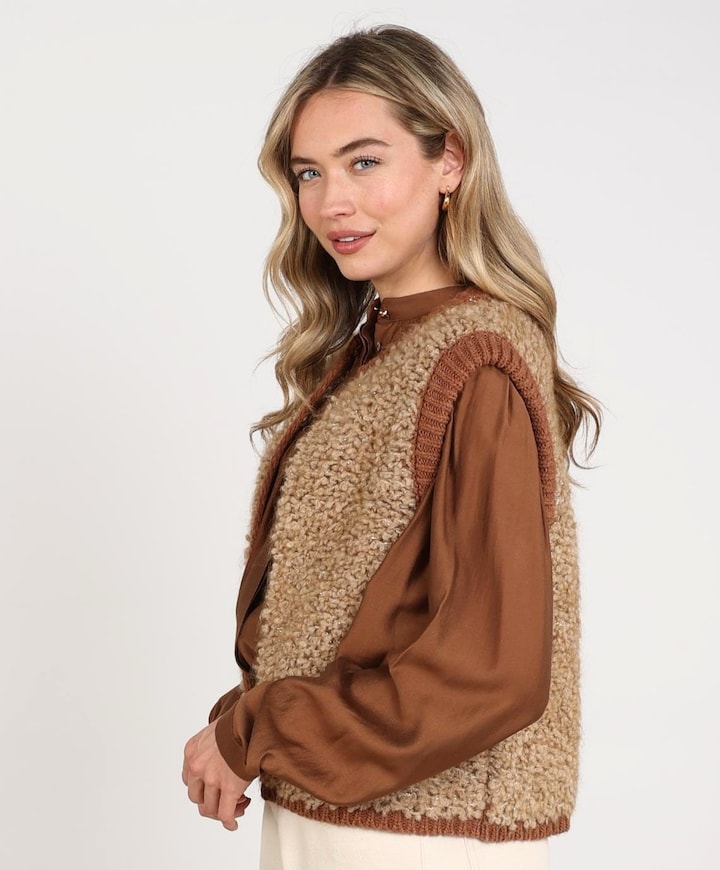 Dames gilet beige