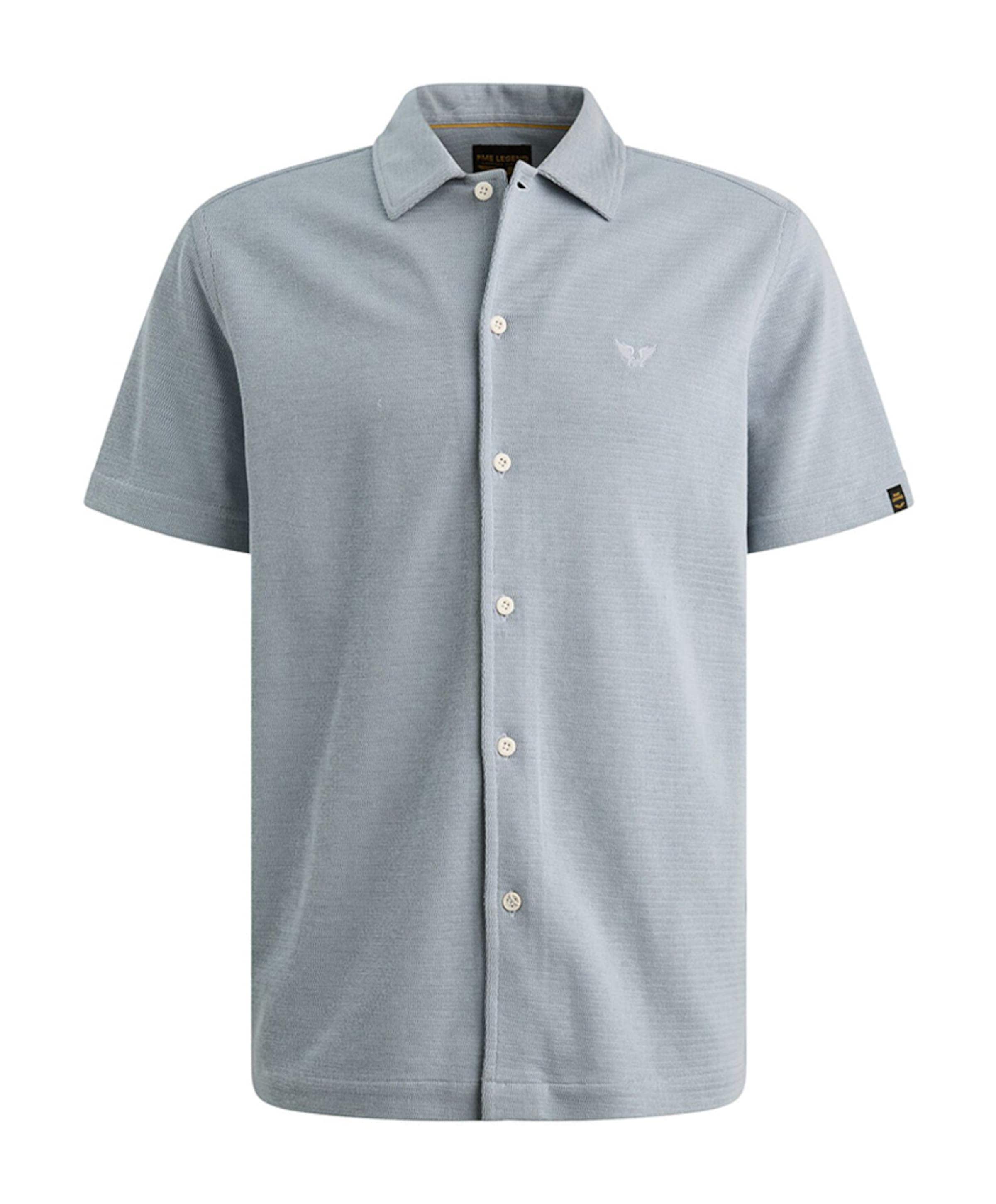 Heren overhemd korte mouw blauw