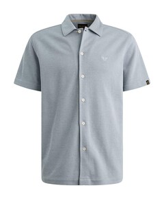 Heren overhemd korte mouw blauw