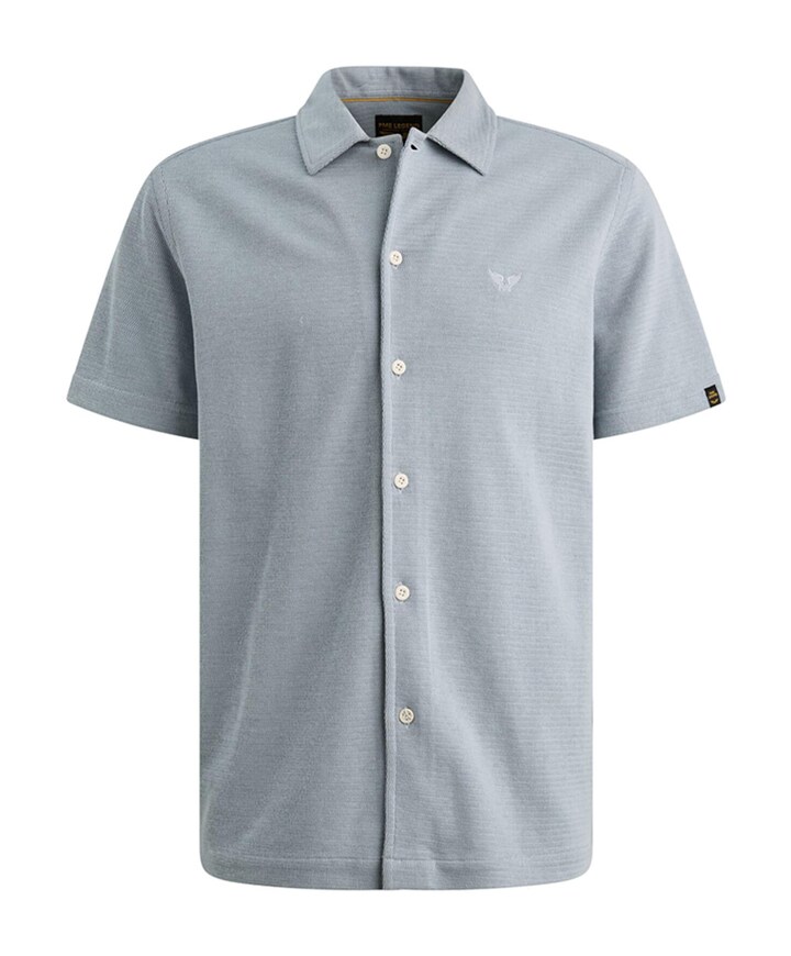 Heren overhemd korte mouw blauw