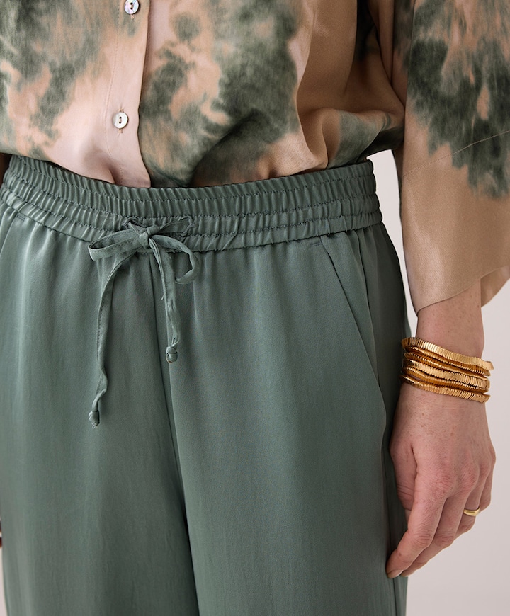 Heavy silky touch broek groen