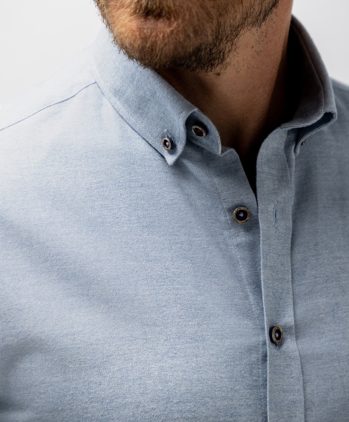 Heren overhemd lange mouw blauw