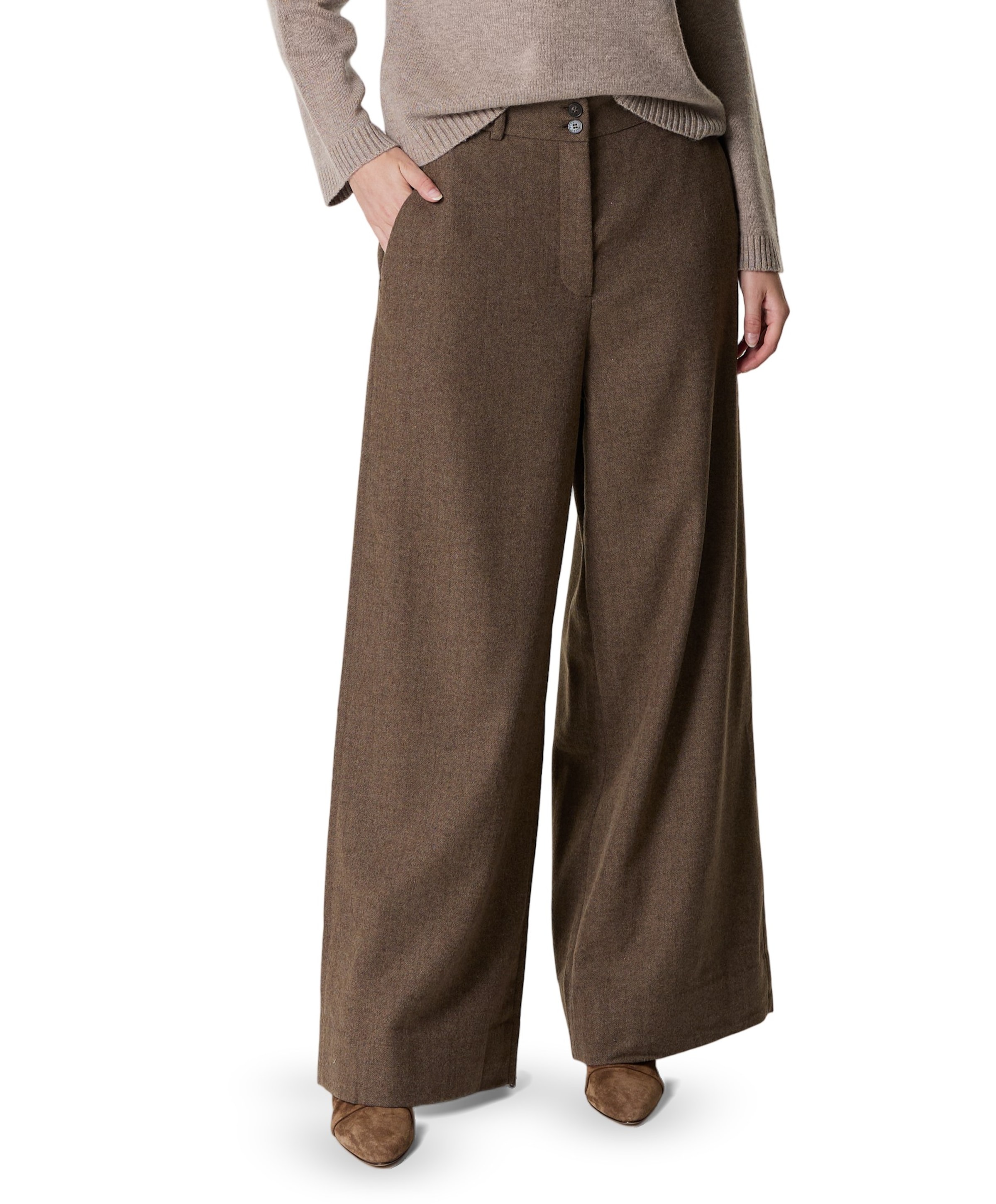 LAURAFV 156 ROASTED OAK HERRINGBONE dames broek grijs