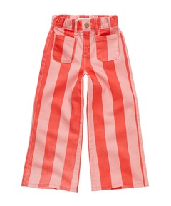 Flare denim stripes meisjes broek roze
