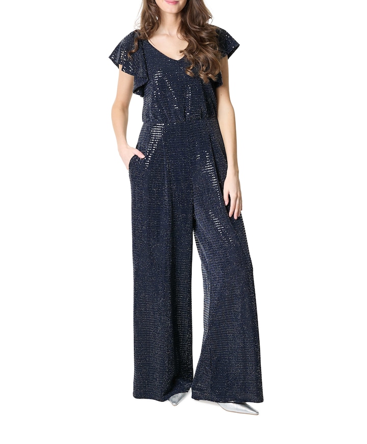 Overall Lang 1/2 Arm dames jumpsuit blauw