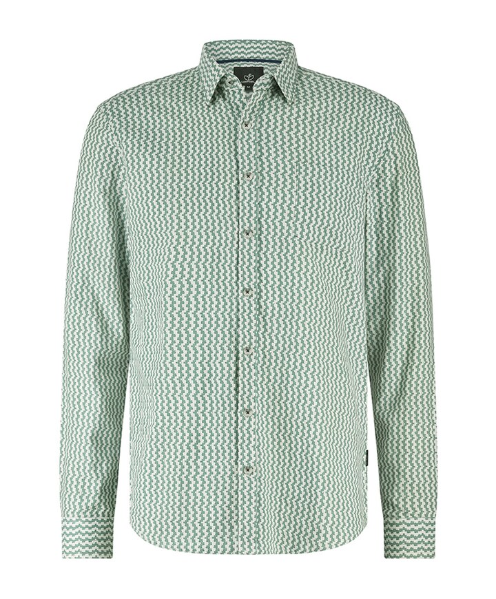 Heren overhemd lange mouw groen