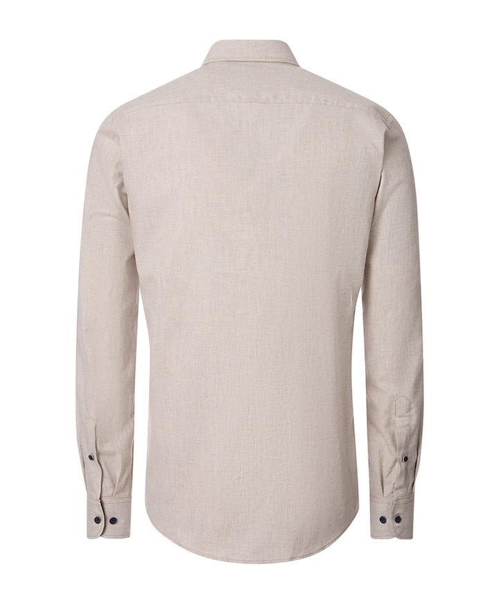 Heren overhemd lange mouw beige