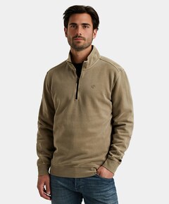 Heren trui met rits beige