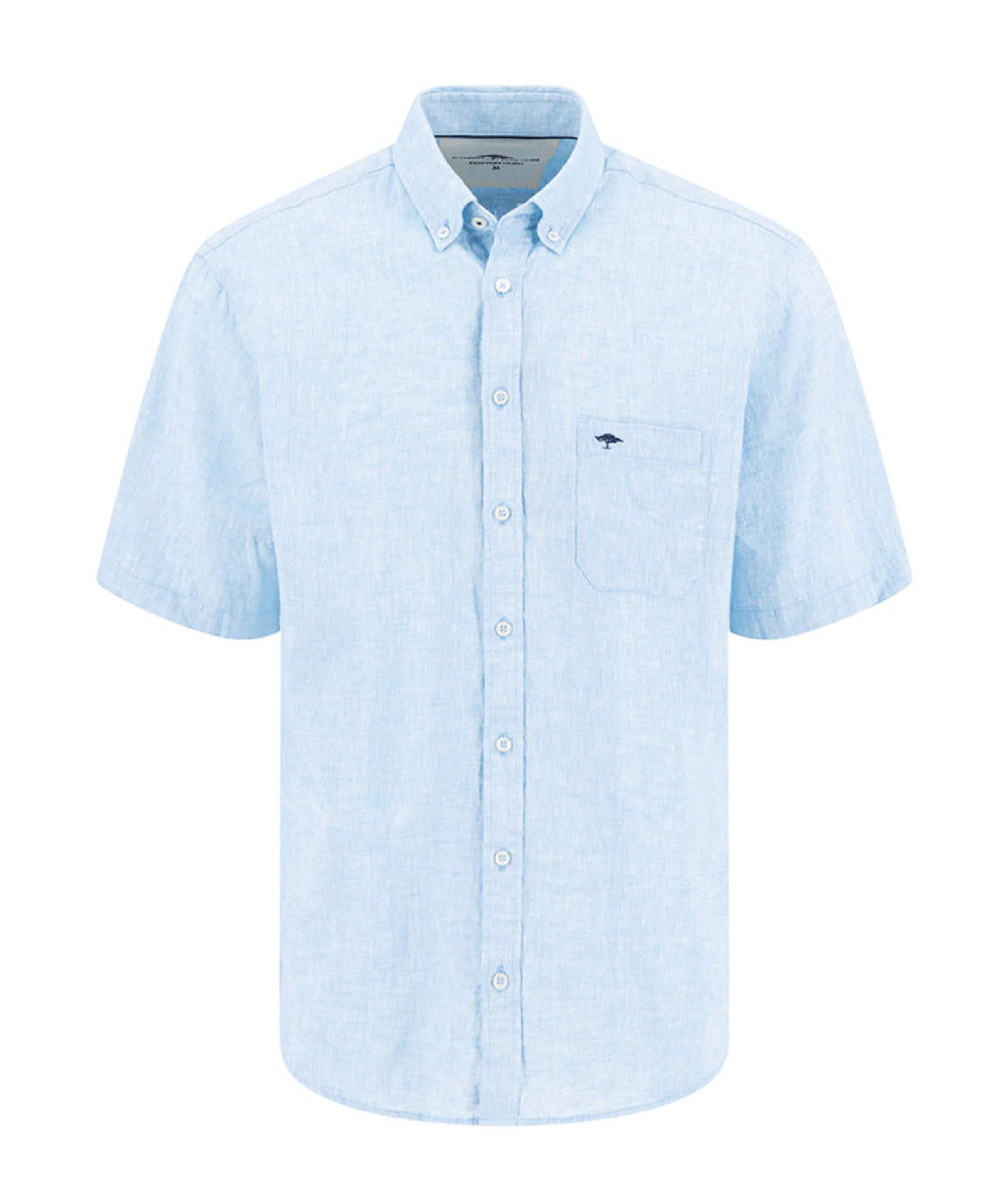 Heren overhemd korte mouw blauw