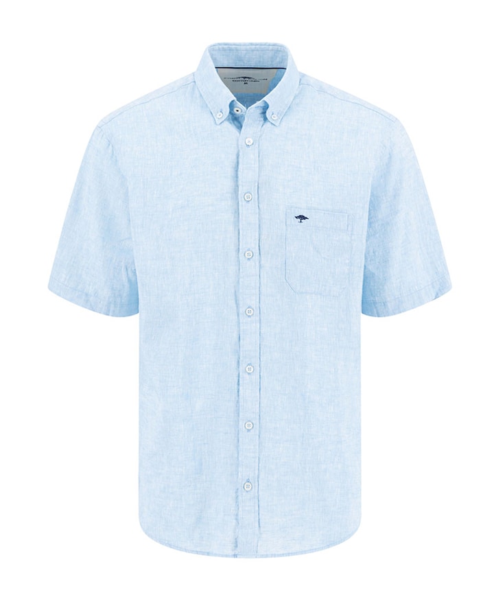 Heren overhemd korte mouw blauw