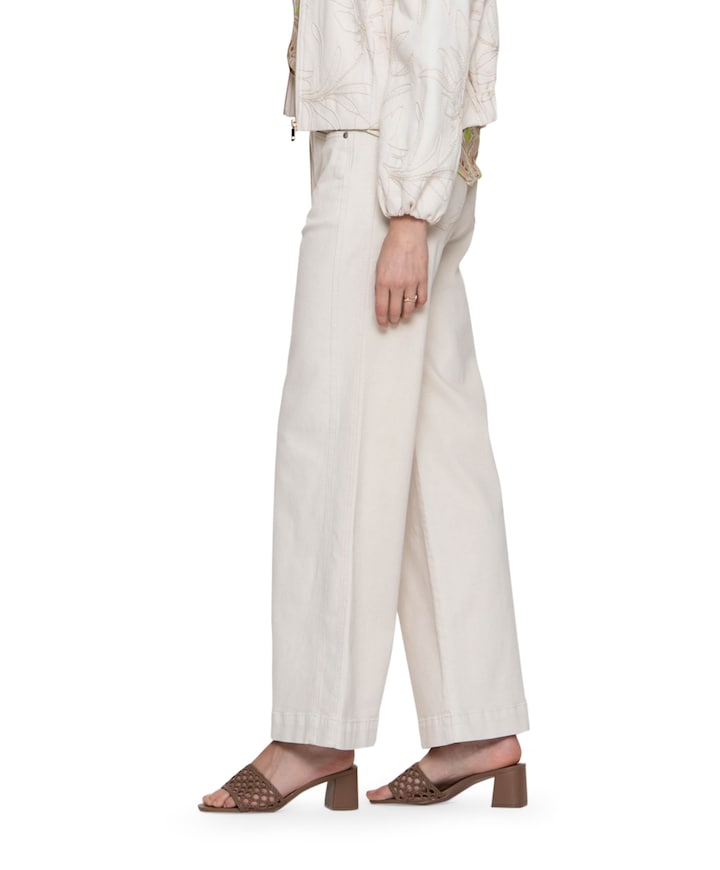 Wide linen mix dames jeans ecru