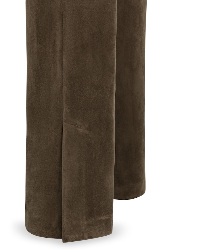 Suede met wijde pijpen dames broek bruin