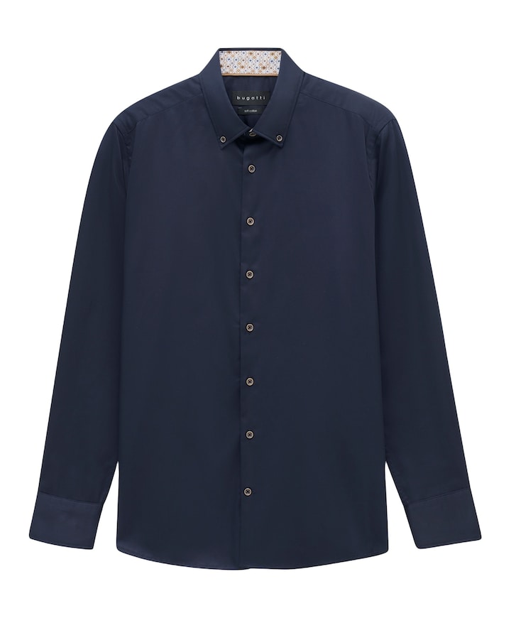 Heren overhemd lange mouw blauw