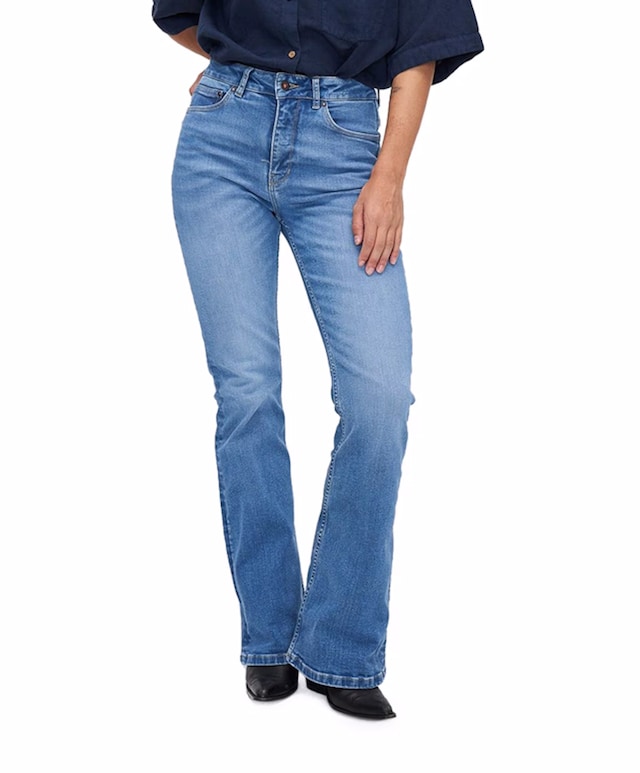Lisette flare timed out jeans blauw