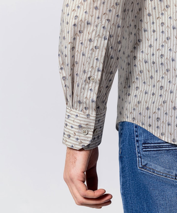 Heren overhemd lange mouw beige