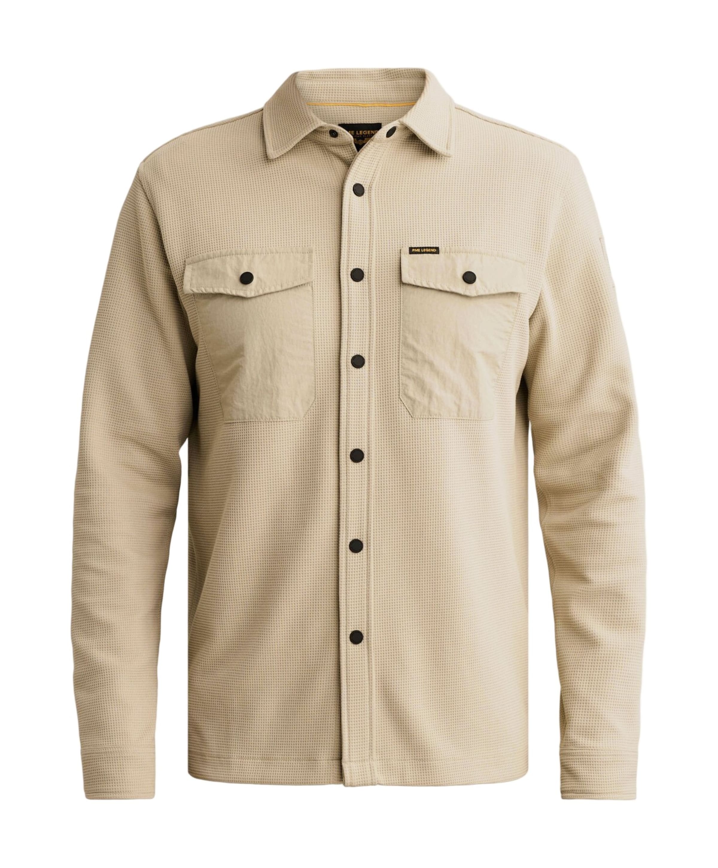 Heren overhemd lange mouw beige