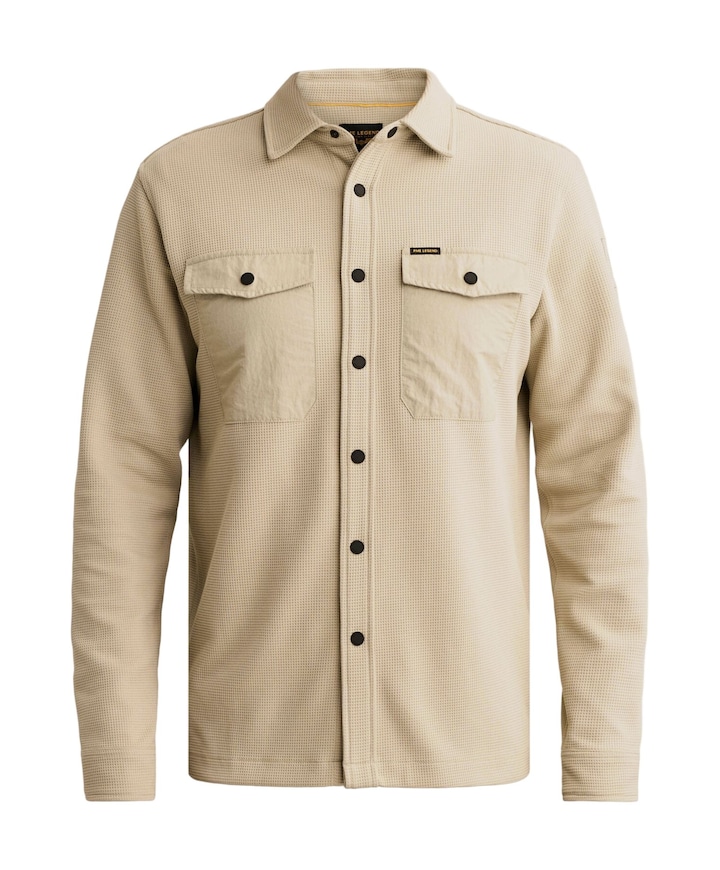 Heren overhemd lange mouw beige