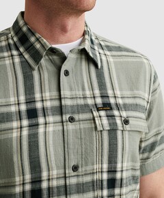Heren overhemd korte mouw groen