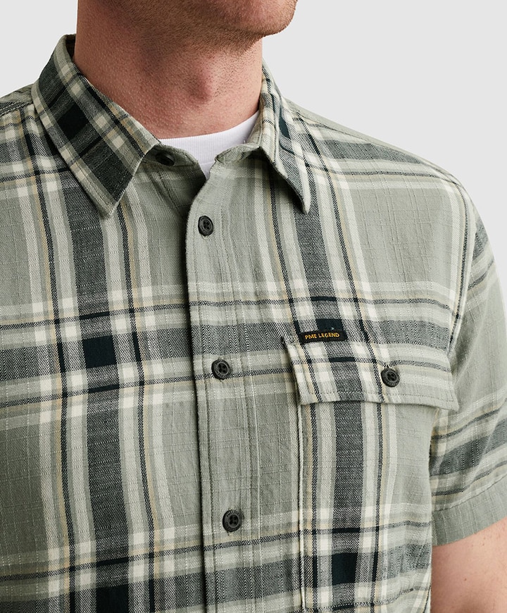 Heren overhemd korte mouw groen