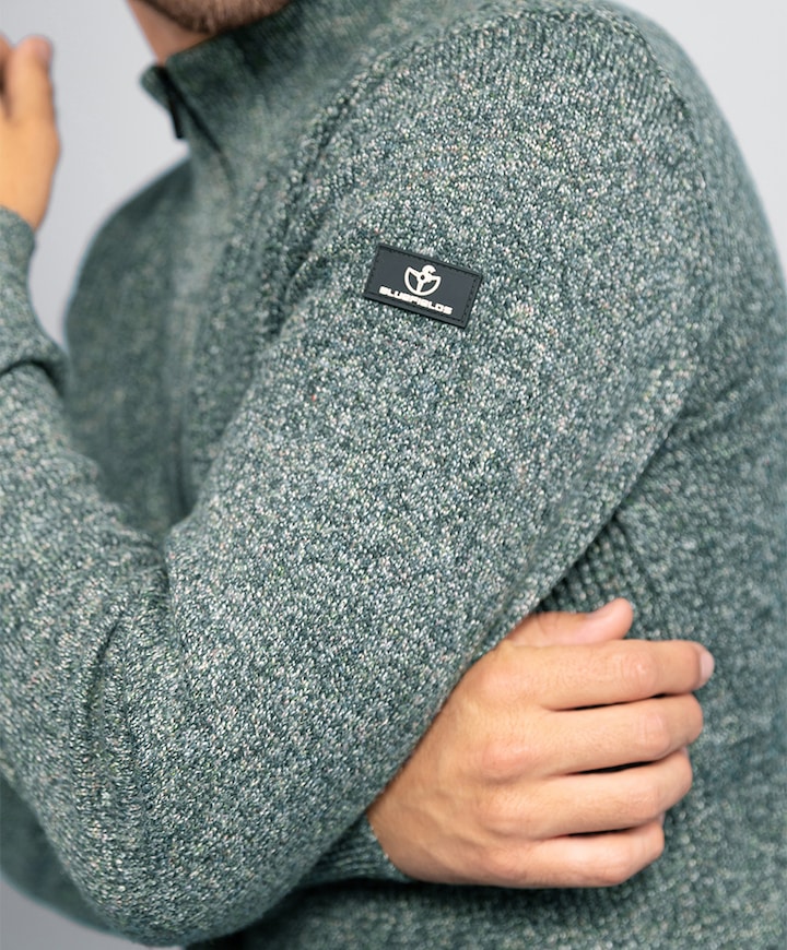 Heren trui met rits groen