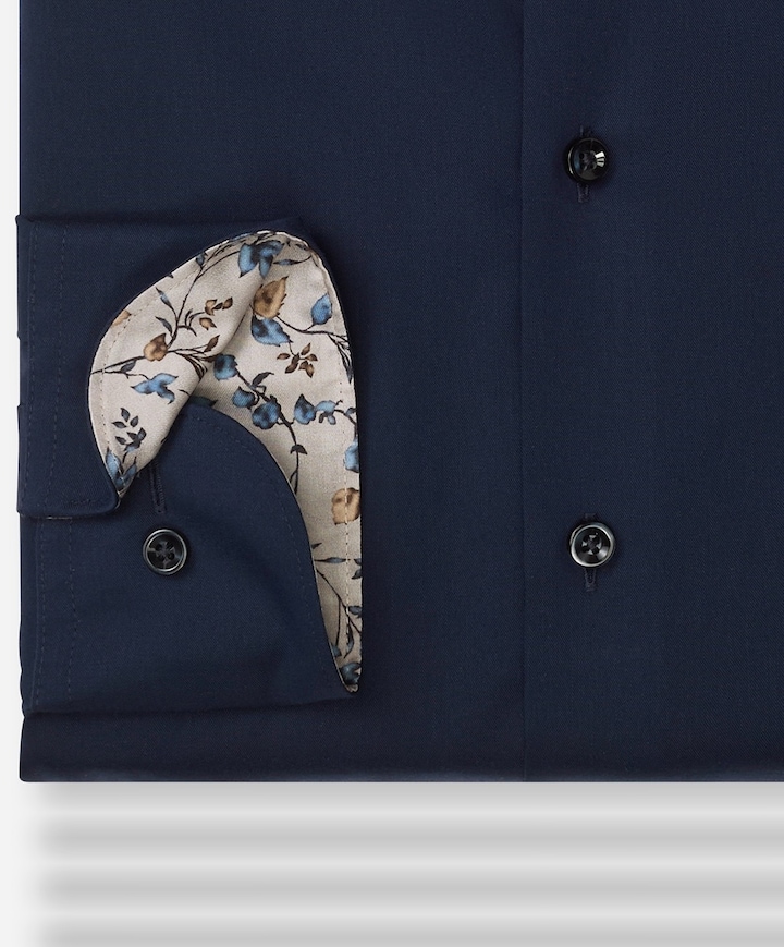 Heren overhemd lange mouw blauw