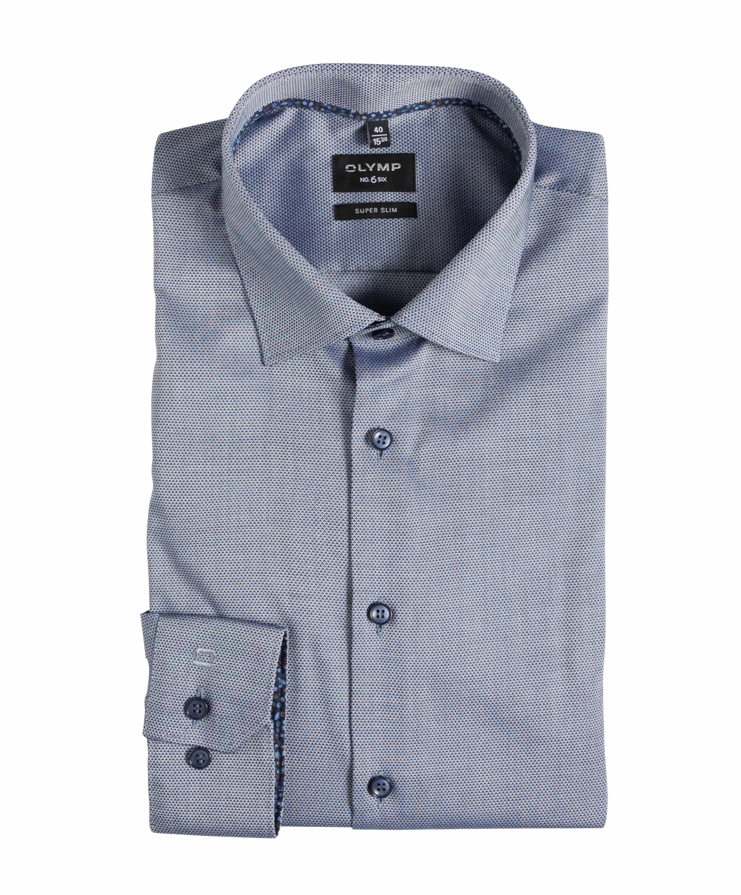 Heren overhemd extra lange mouw blauw