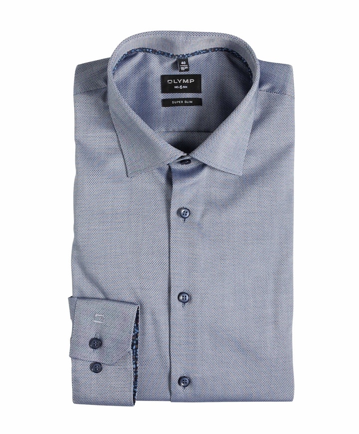 Heren overhemd extra lange mouw blauw