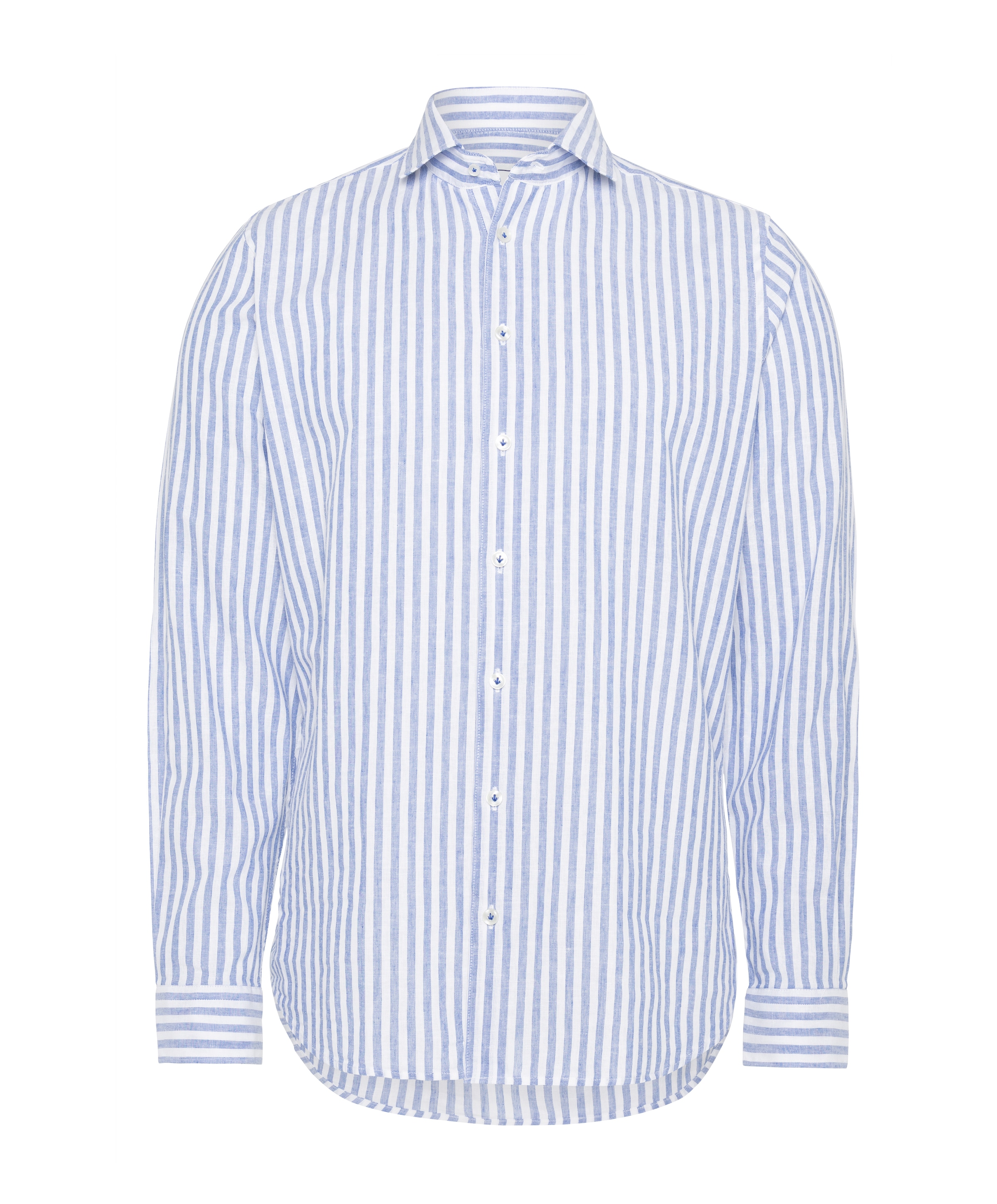 Heren overhemd lange mouw blauw