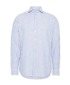 Heren overhemd lange mouw blauw