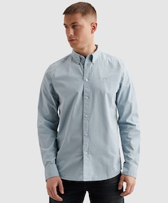 Heren overhemd lange mouw blauw