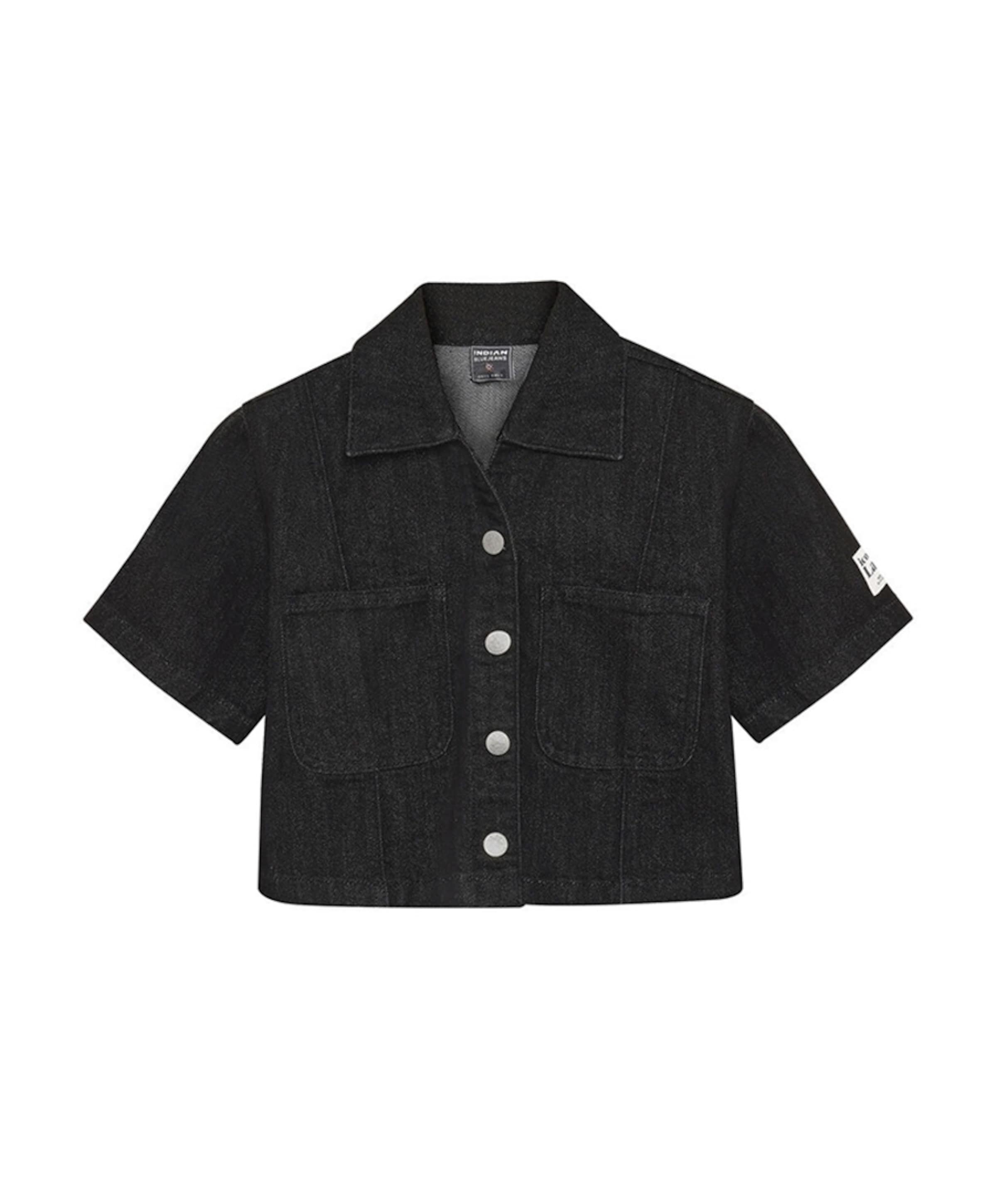 Meisjes blouse korte mouw zwart