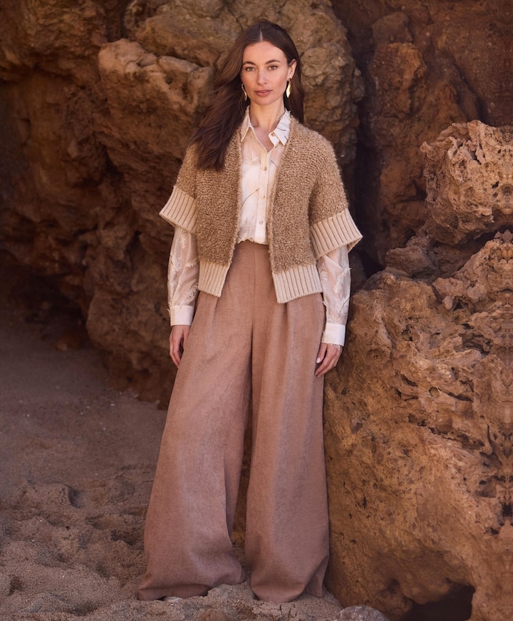 Dames vest beige