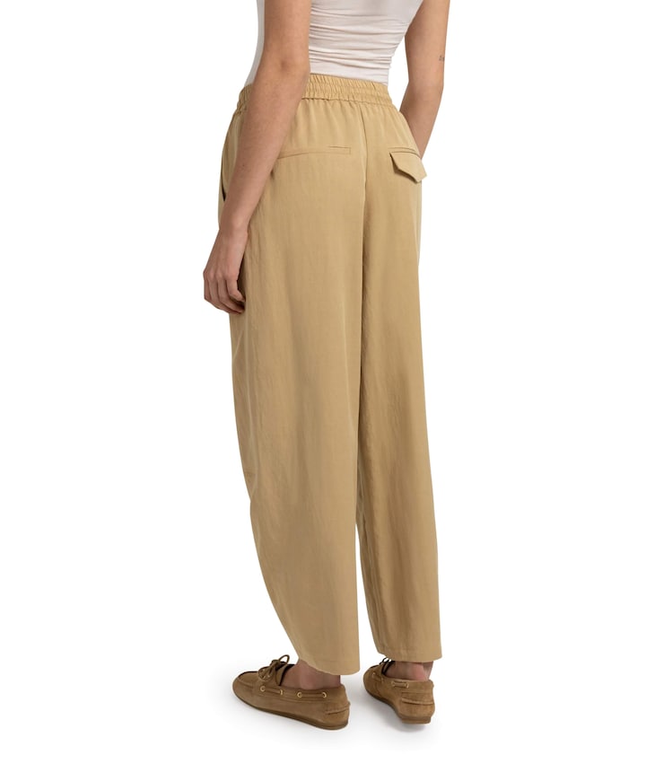 Geweven barrelbroek met elasti dames broek beige