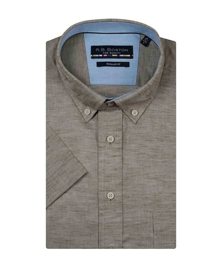 Heren overhemd korte mouw groen