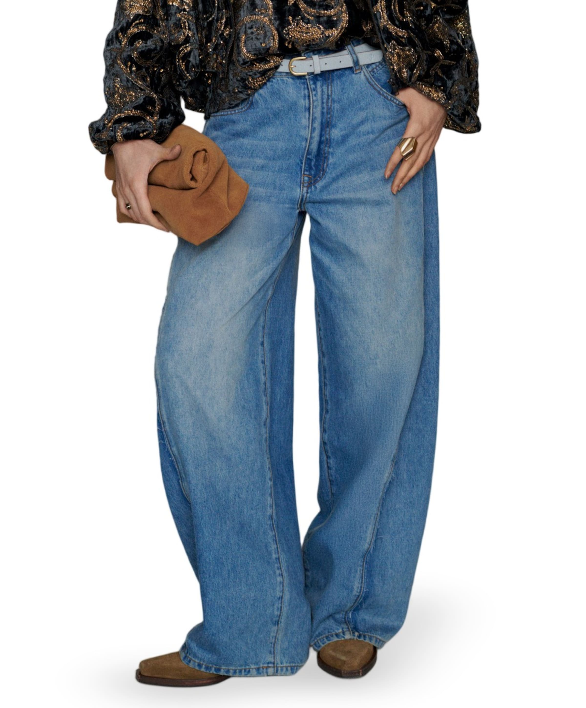 Barrel fit Vintage cotton twill dames jeans blauw