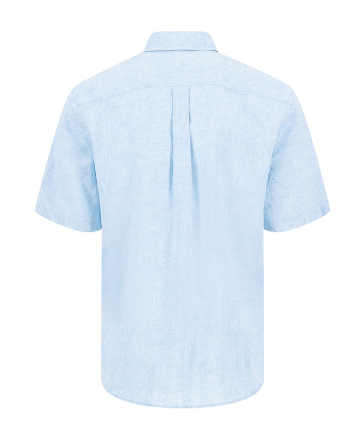 Heren overhemd korte mouw blauw