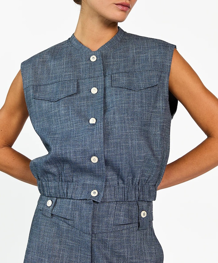 Dames gilet blauw