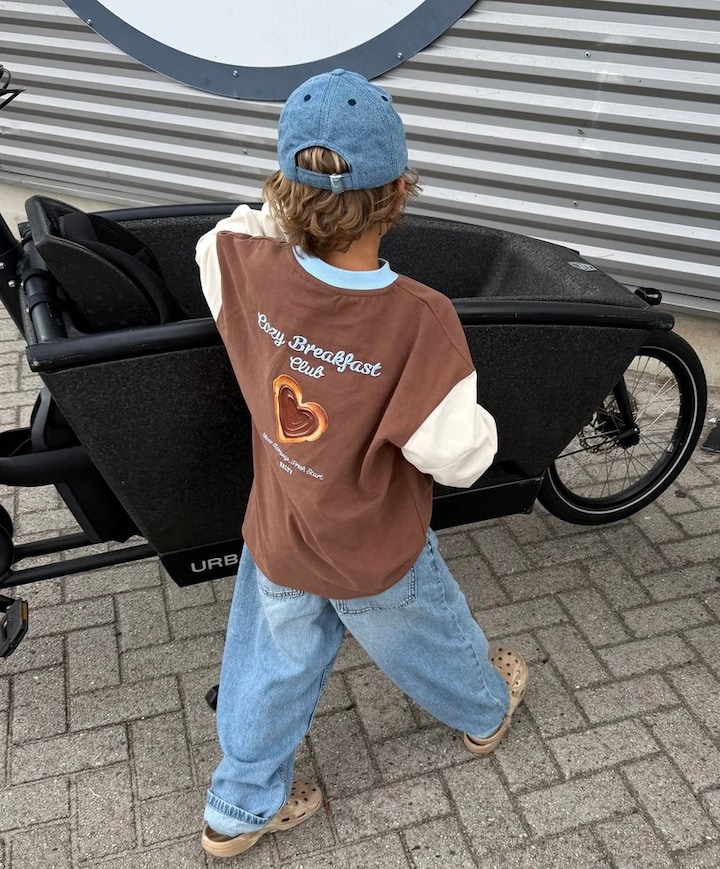 Uniseks longsleeve bruin
