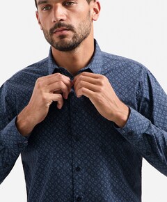 Heren overhemd lange mouw blauw