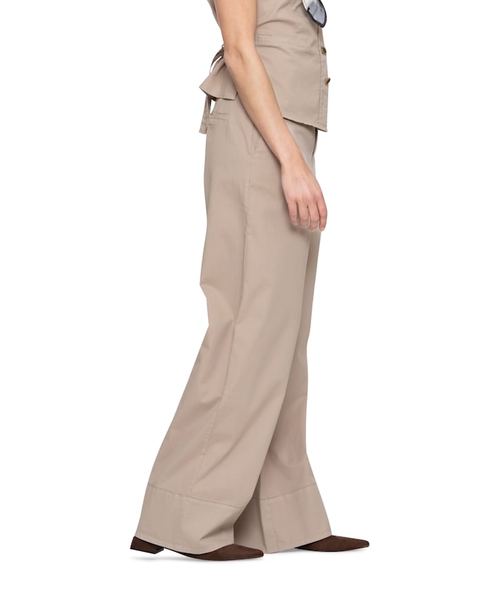 Wide dames broek beige