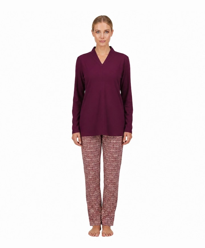 Dames pyjamaset bordeaux